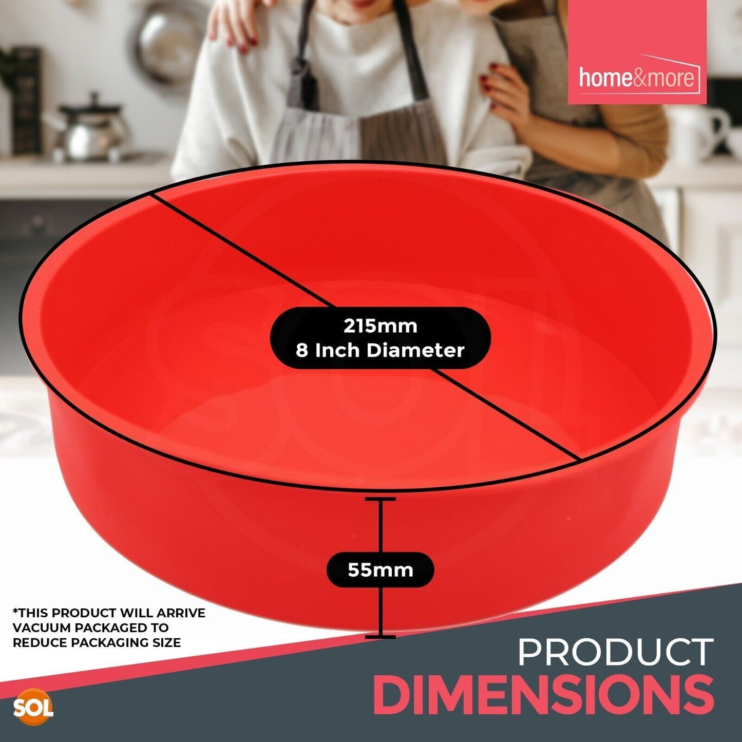 2 x 8 Inch Silicone Cake Tin Round Mould | Non-Stick Baking Pan Bakeware Sponge