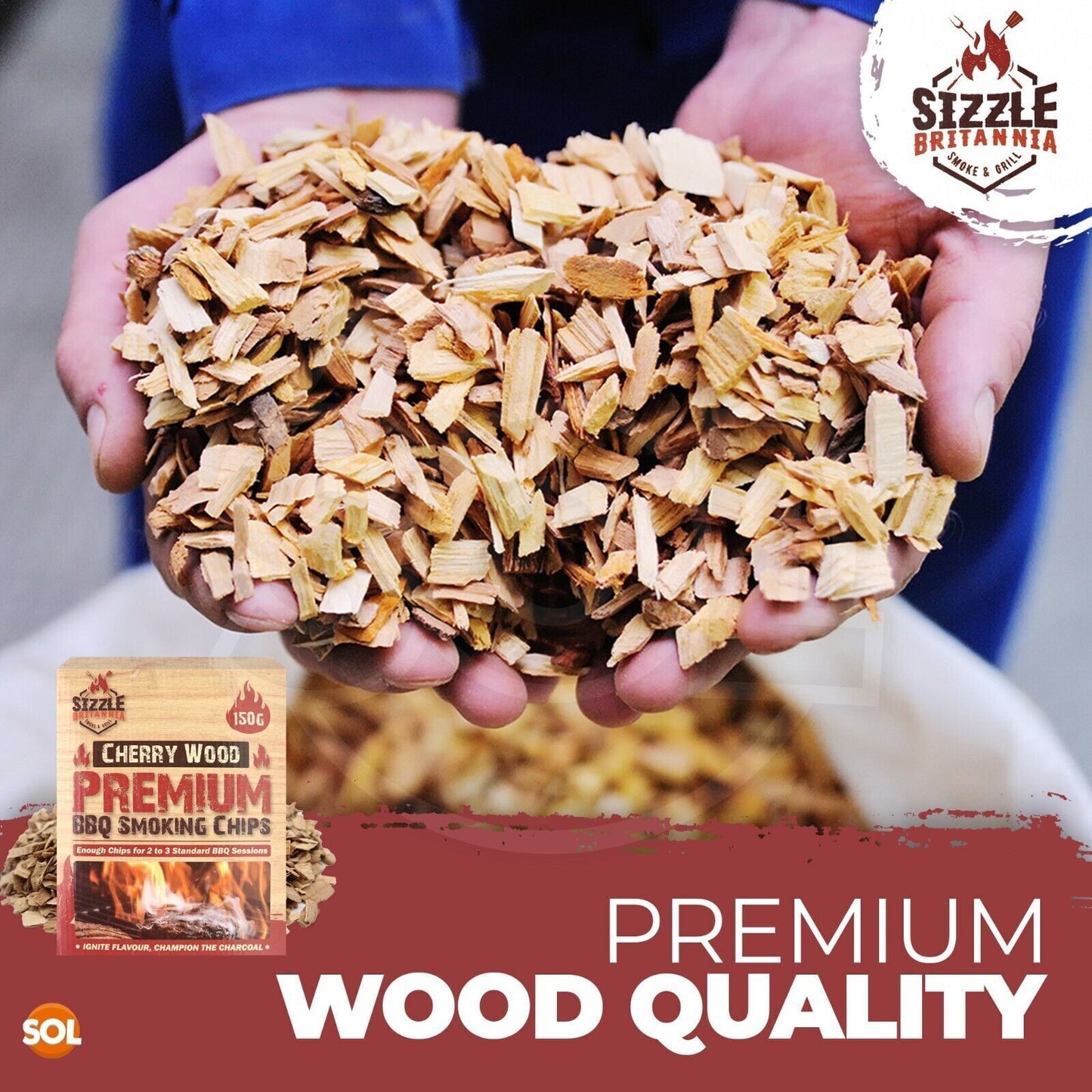 BBQ Smoking Wood Chips For Food 150g Smoker Chunks | Apple Hickory Walnut Cherry