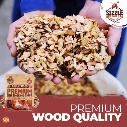 BBQ Smoking Wood Chips For Food 150g Smoker Chunks | Apple Hickory Walnut Cherry