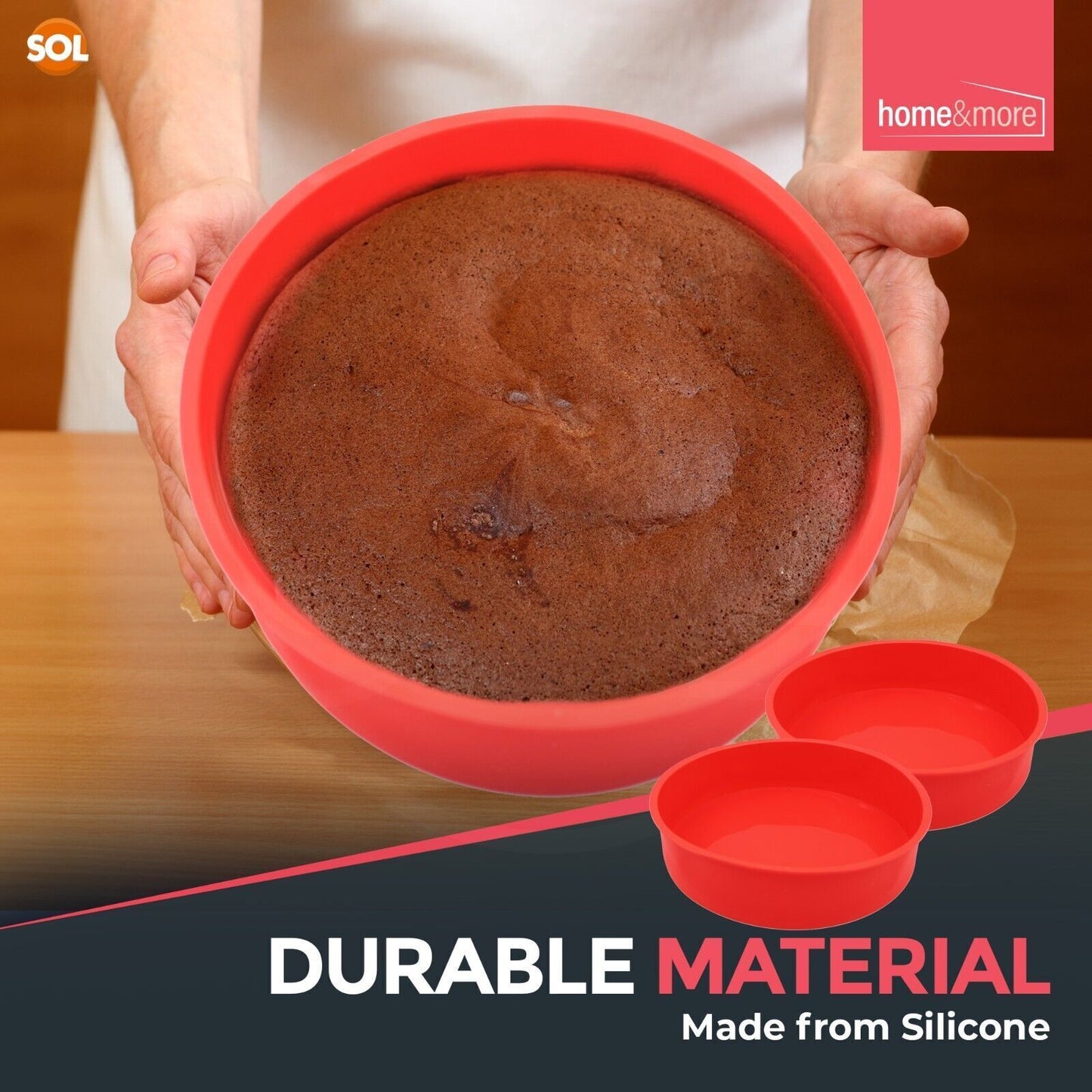 2 x 8 Inch Silicone Cake Tin Round Mould | Non-Stick Baking Pan Bakeware Sponge