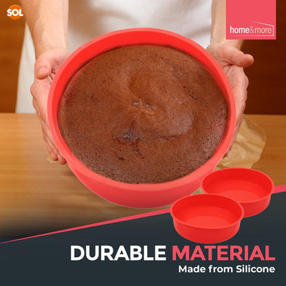 2 x 8 Inch Silicone Cake Tin Round Mould | Non-Stick Baking Pan Bakeware Sponge