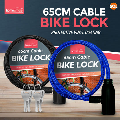 Bike Lock Cable with Keys | 650mm Heavy Duty Strong Steel Bicycle Security Chain