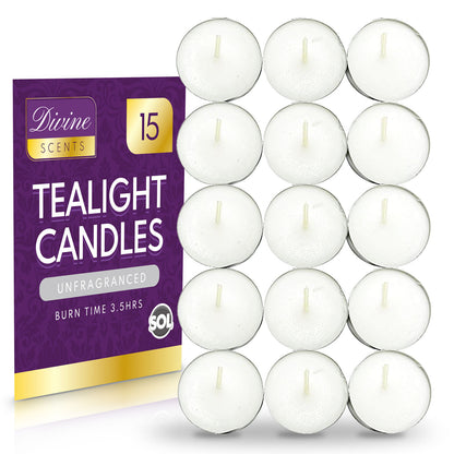15-150pk Tea Lights White Unscented Unfragranced Candles 3.5 Hour Night T Lights