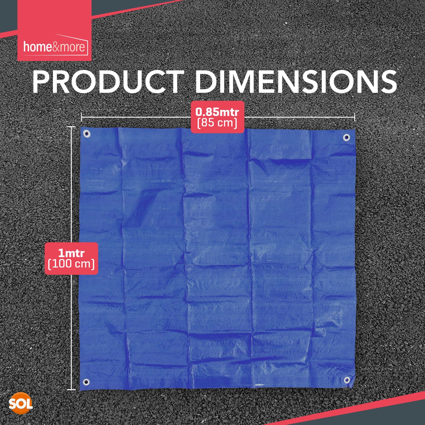 1M Tarpaulin Ground Cover Sheet Heavy Duty Waterproof Blue Tarp Camping Eyelets