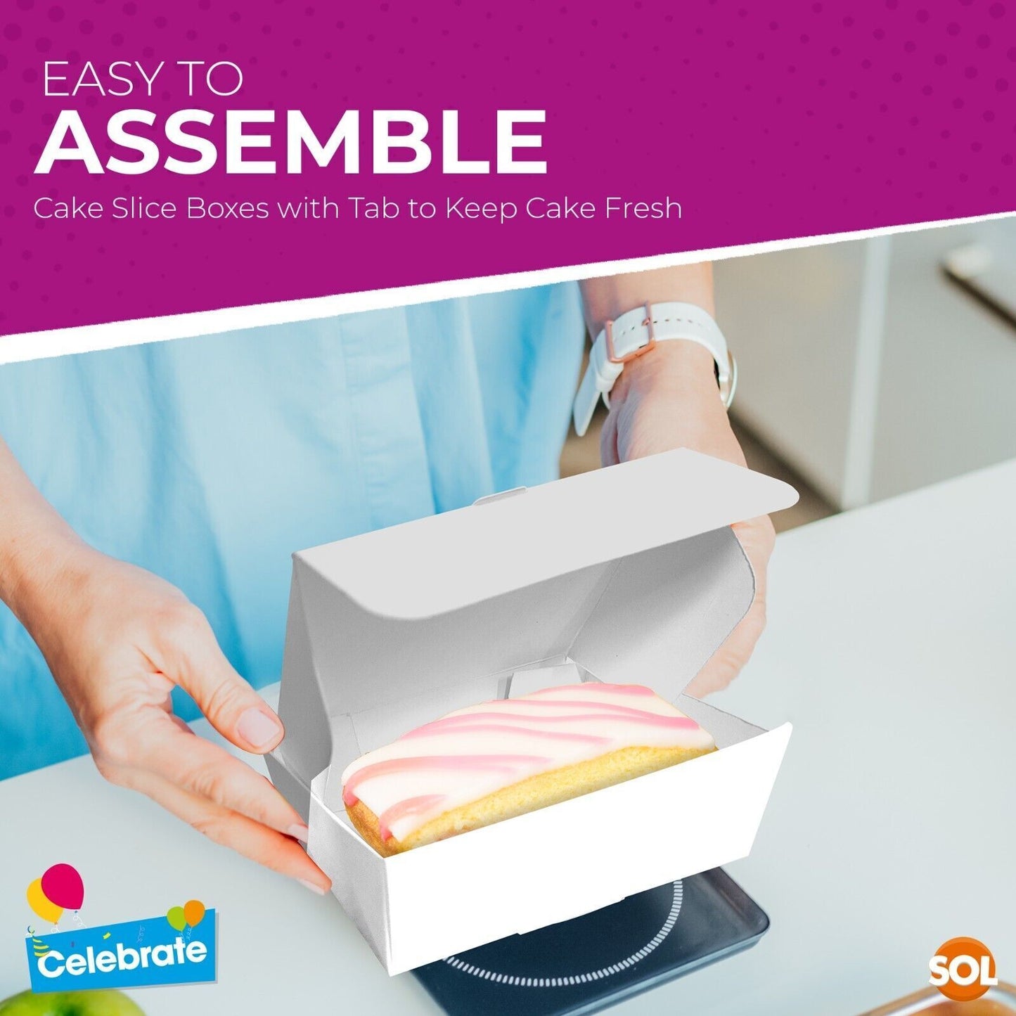 20-100pk White Single Cake Slice Boxes Individual Wedding Birthday Party Favour