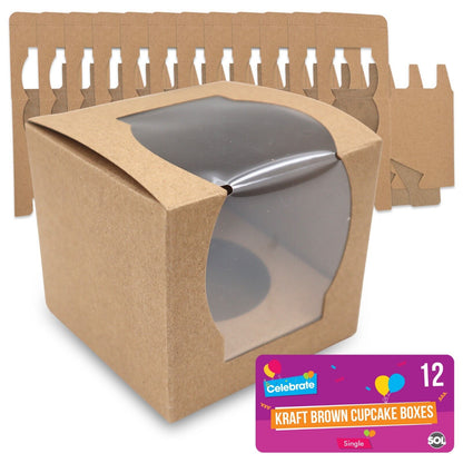 Cupcake Boxes Single Individual Cup Cake Box with Window Removable Inner Tray