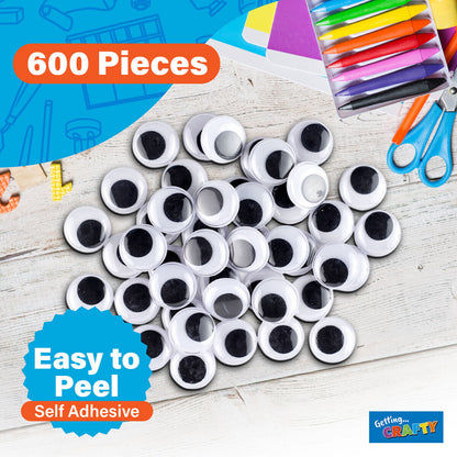 200-1200 Self Adhesive Googly Eyes Stick On Sticky Wobbly Wiggly Craft