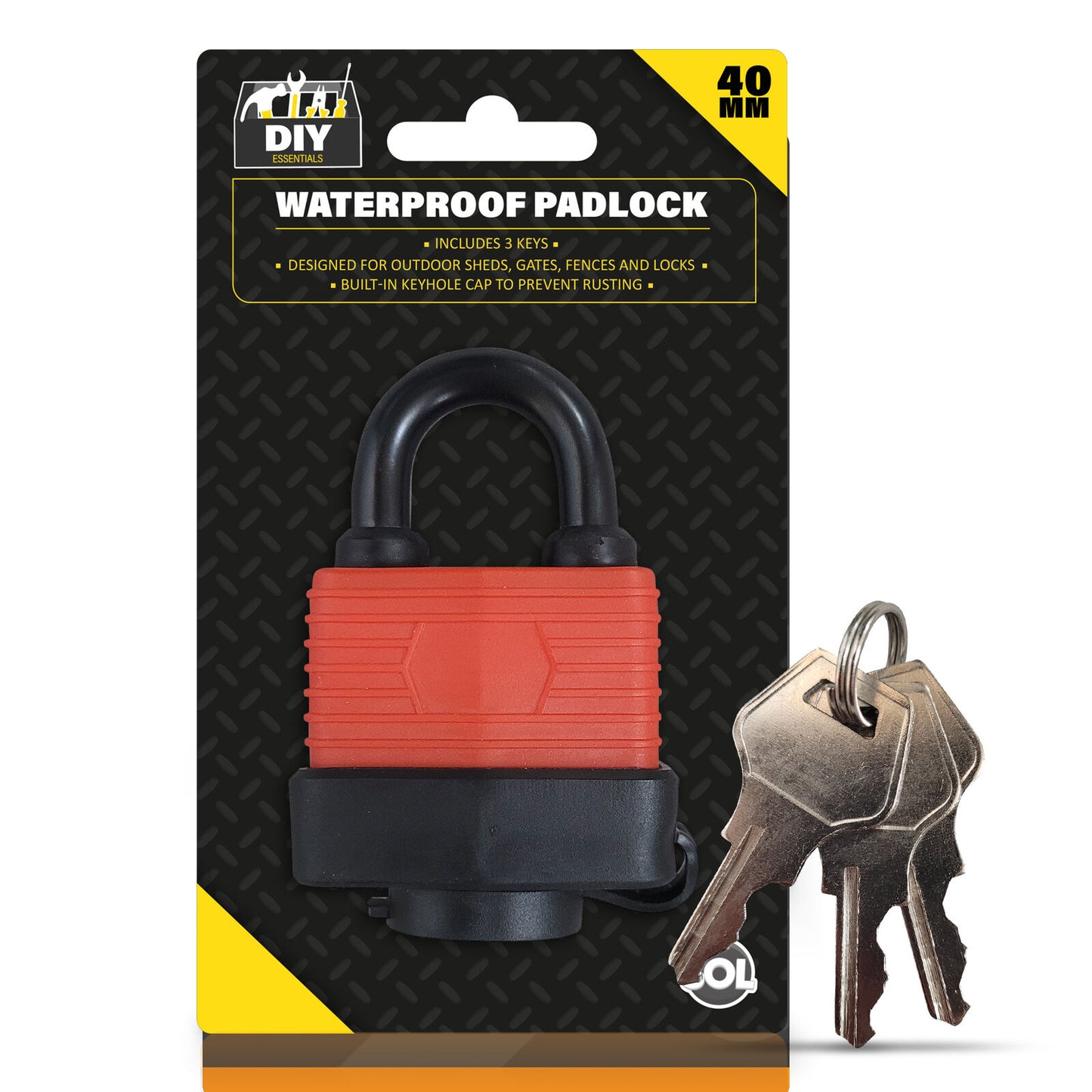 Heavy Duty Weatherproof Padlock 40mm Outdoor Security Iron Lock Shed Safety 3Key