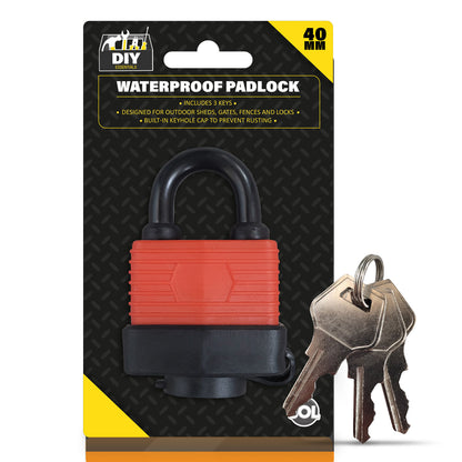Heavy Duty Weatherproof Padlock 40mm Outdoor Security Iron Lock Shed Safety 3Key