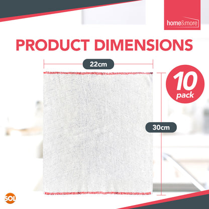 10pk Dish Cloths White Cotton Dishcloth Kitchen Cleaning Drying Absorbent Towels