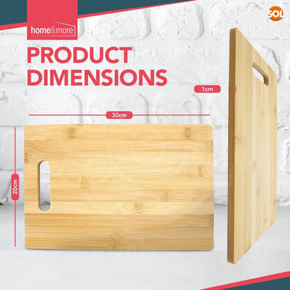 2 Chopping Board Wood Bamboo Wooden Cutting With Handle 30x20 cm Kitchen Serving
