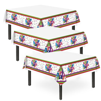 3-9 Birthday Table Cloths Covers Rectangular Plastic Wipe Clean Party Tablecloth