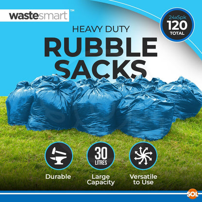 120PK Blue Rubble Sacks Large Heavy Duty Strong Builders Waste Rubbish Bags