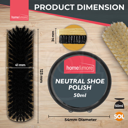 2 Shoe Brush Set Cleaning Kit Black Brown Polish Leather Boot Shine Brushes Care