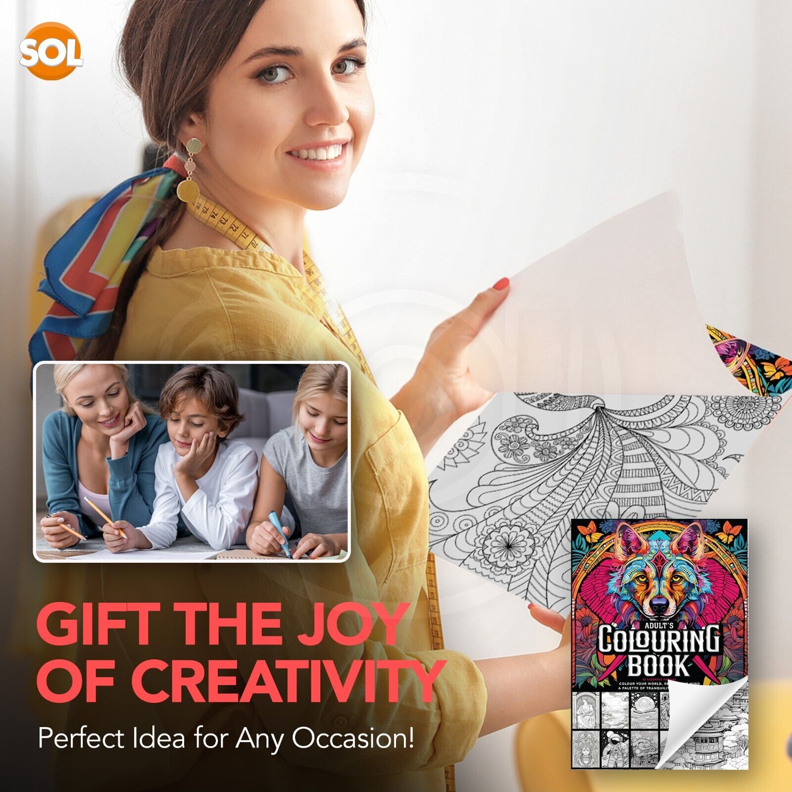 80 Pages Colouring Books for Adults A4 Anti-Stress Mind Relaxing Colour Therapy