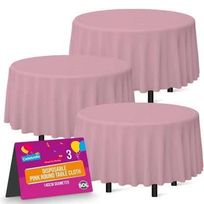 3-6 Plastic Table Covers Round 1.4M Tablecloth Disposable Wipe Clean Party Cloth
