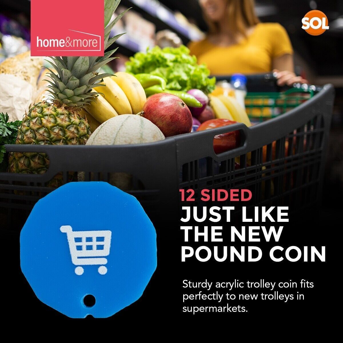 6-24 Trolley Coin Token Removable Supermarket £1 One Pound Shopping Cart Holder