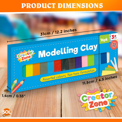 16pk Kids Modelling Clay Set 16 Colours Plasticine Putty Strips Children Craft