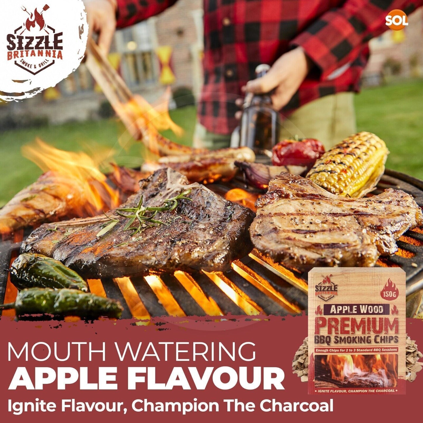 BBQ Smoking Wood Chips For Food 150g Smoker Chunks | Apple Hickory Walnut Cherry