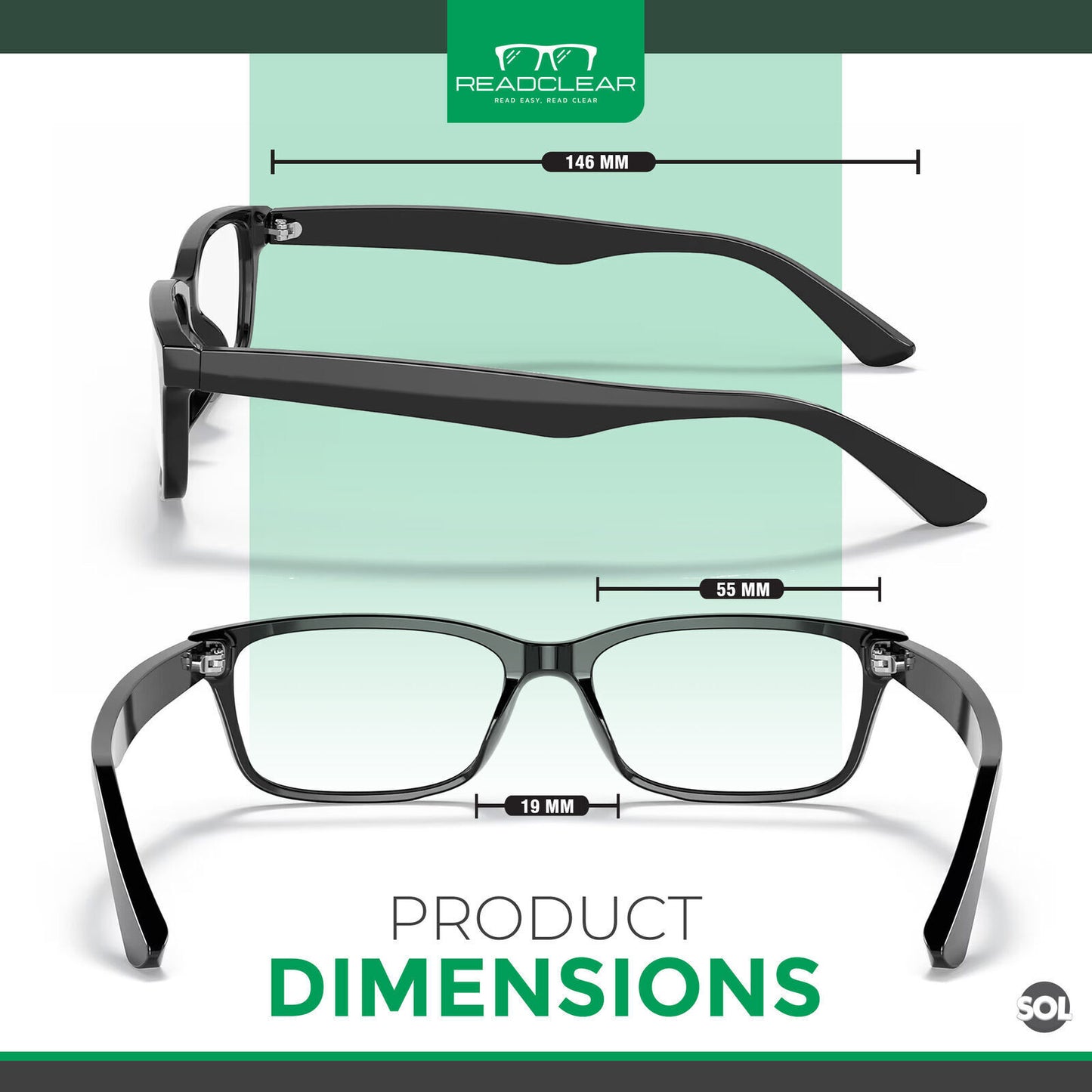 Thin Reading Glasses 2.0+ Strength, Unisex with Glasses Case and Glasses Cloth