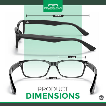 Thin Reading Glasses 2.0+ Strength, Unisex with Glasses Case and Glasses Cloth