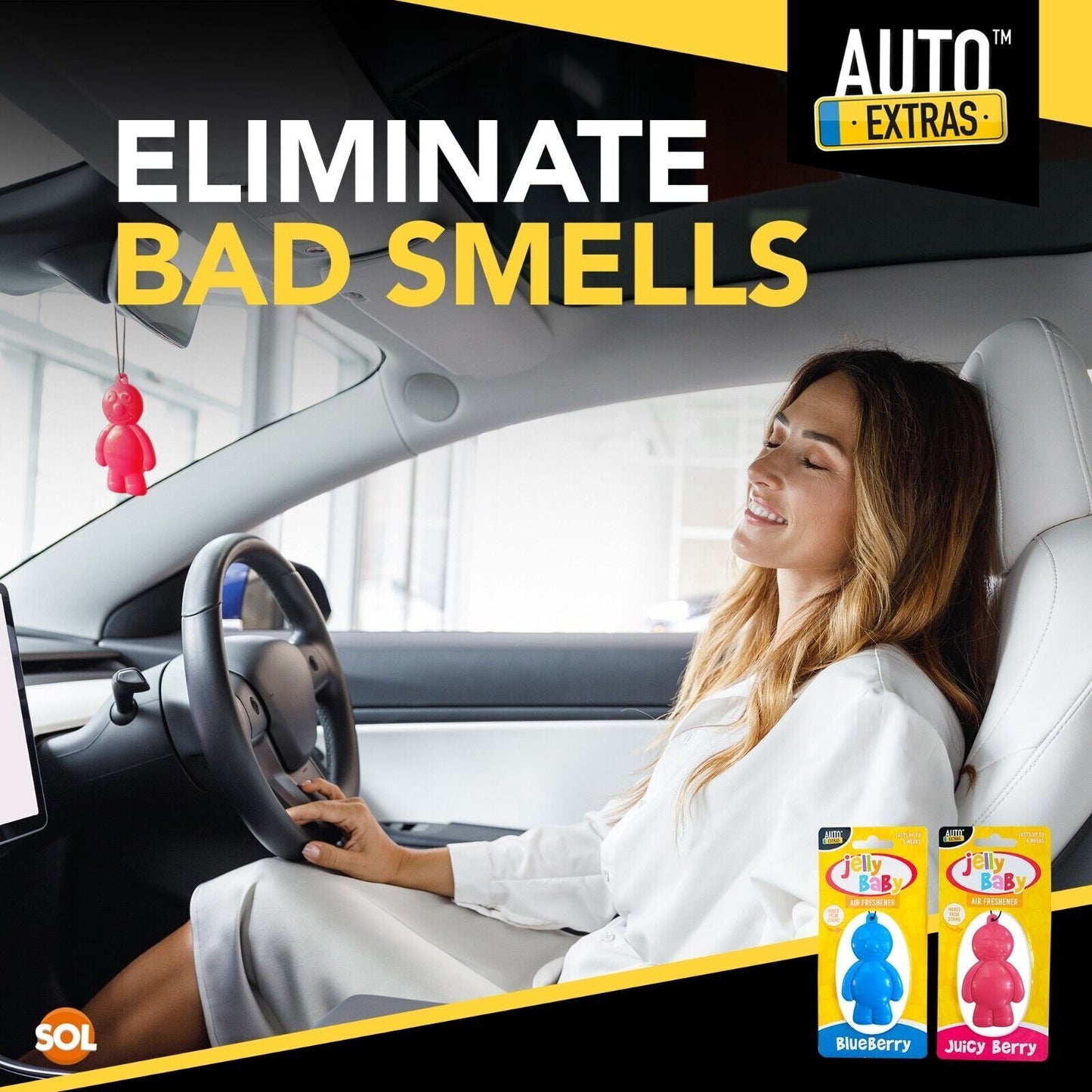 Jelly Baby Car Air Freshener | Hanging Auto Freshner Blueberry Juicy Berry Scent