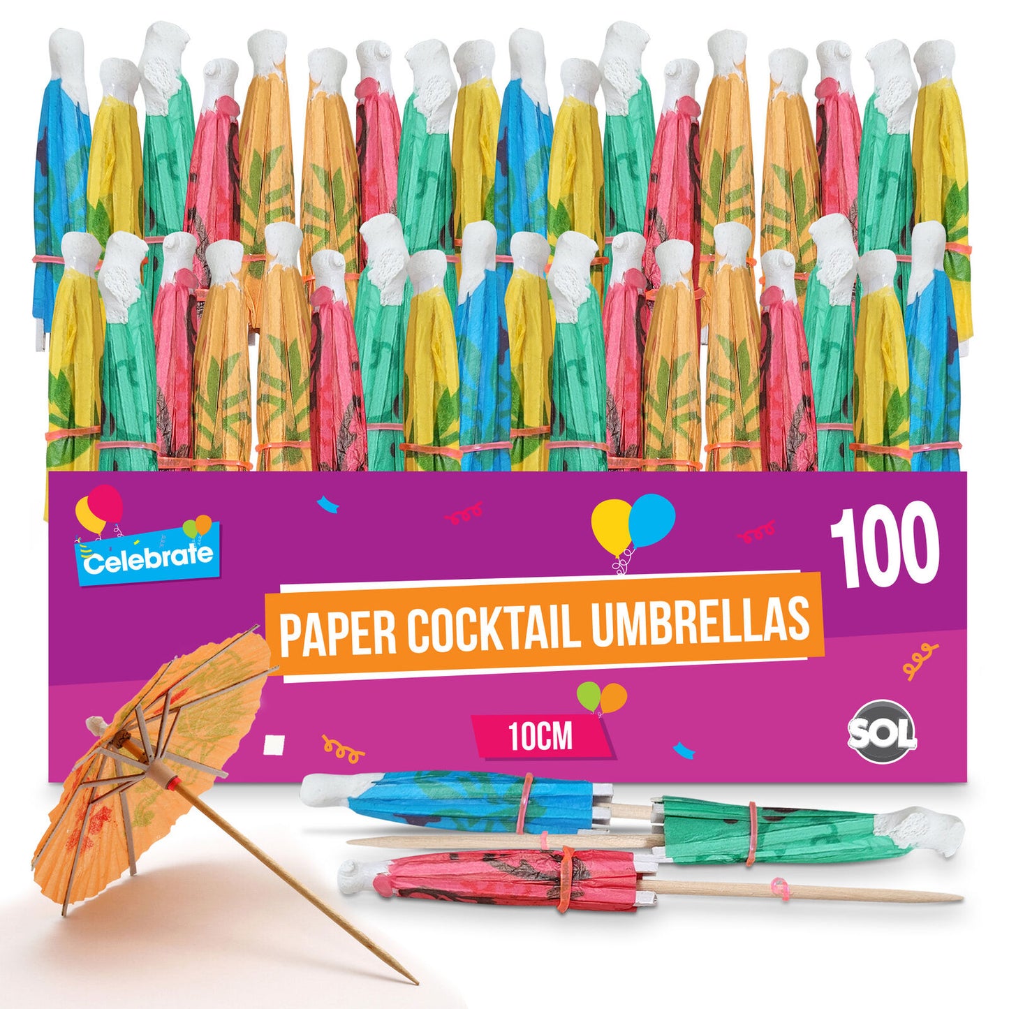 50-200pk Paper Cocktail Umbrellas | Birthday Party Drink Decorations Accessories