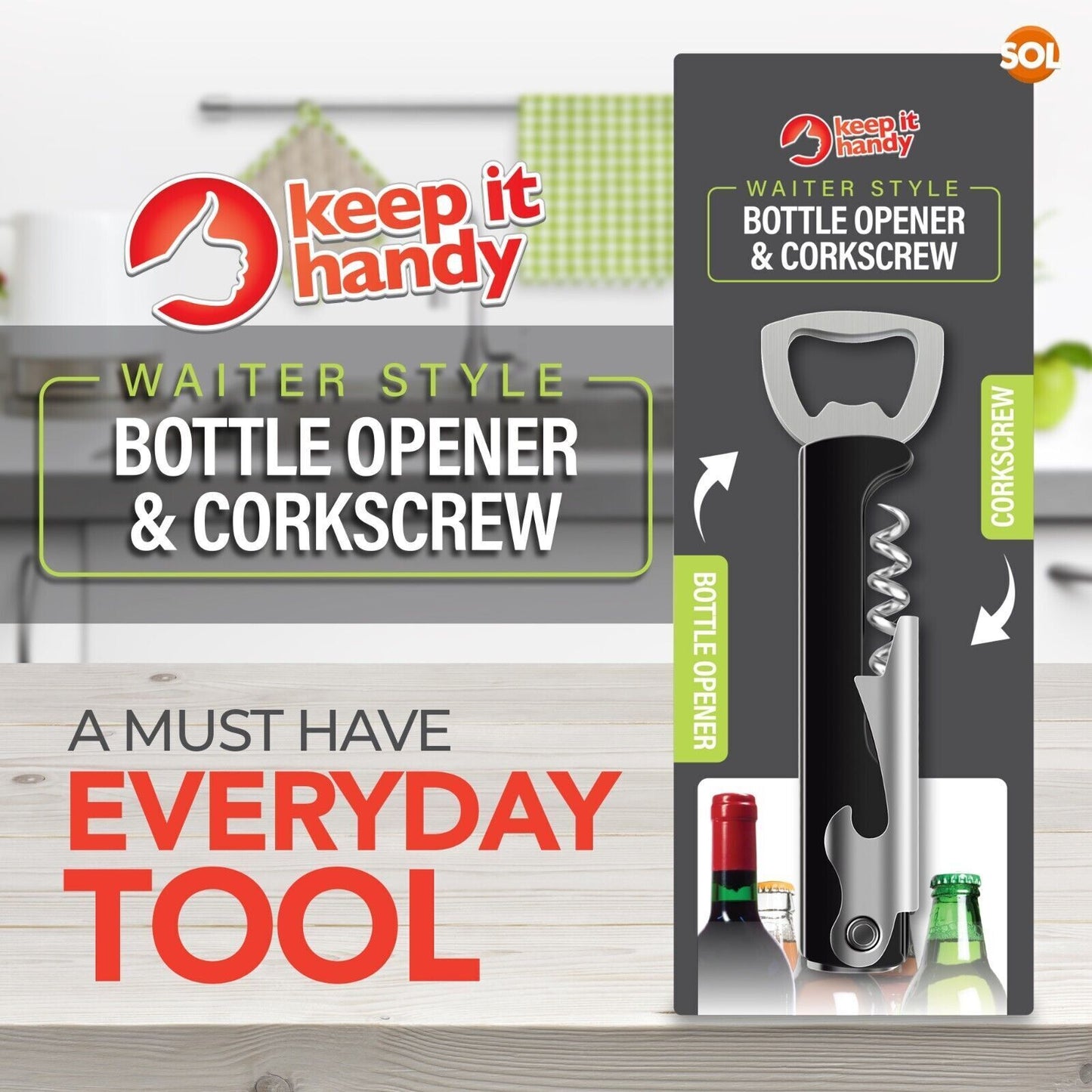 Metal Bottle Opener | Beer Bar Wine Corkscrew Professional Waiters Friend Tool
