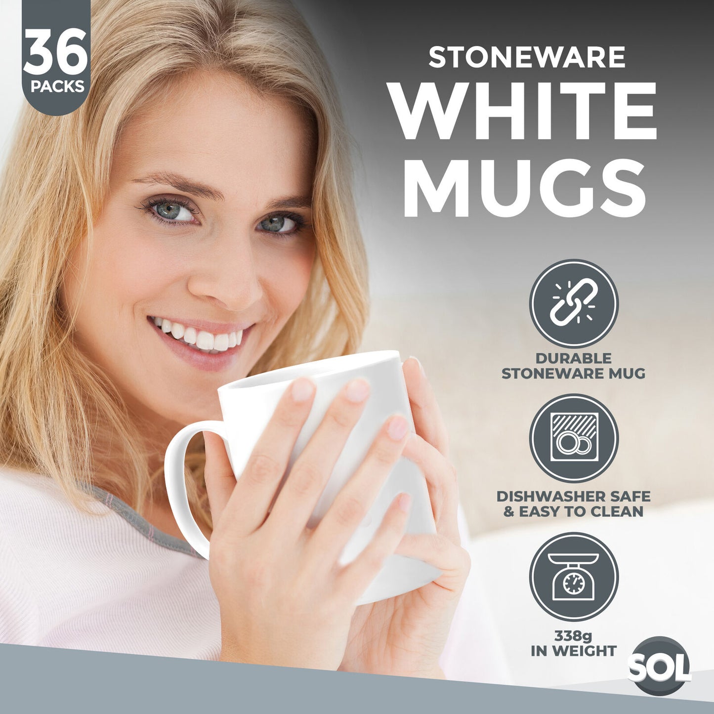 12-48pk Plain WHITE Mugs 11oz Large Coffee Tea Set of Blank Bulk Cups + Boxes