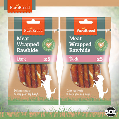 Dog Chews Treats Wrapped in Duck Meat Rawhide Twists Sticks  Healthy Food Snacks