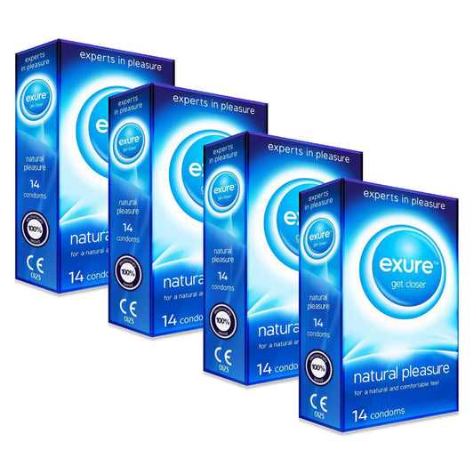 14-140pk Condoms Ribbed Natural Flavoured EXURE Safe Pleasure Discreet Packaging