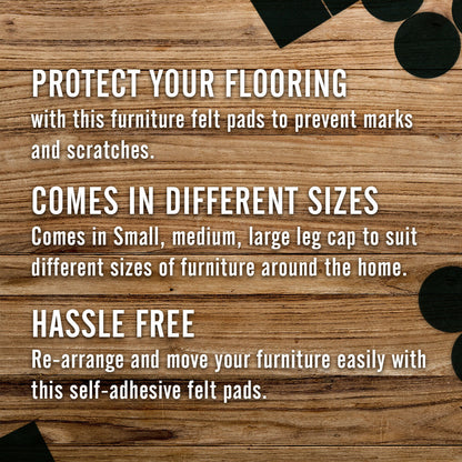 100 Felt Pads Self Adhesive Black Sticky Furniture Floor Chair Legs Protectors