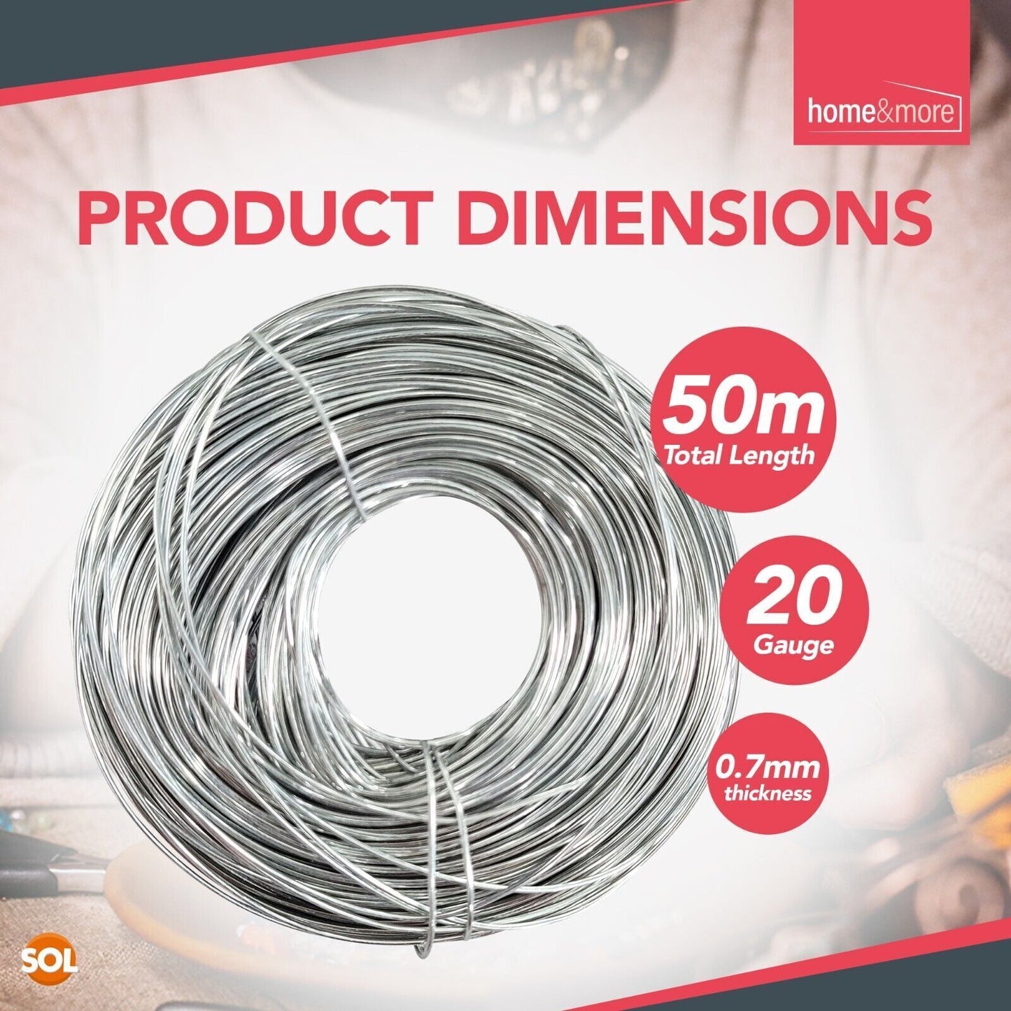50M Craft Wire 0.7mm 20 Gauge Jewellery Modelling Bendy Silver Aluminium Florist