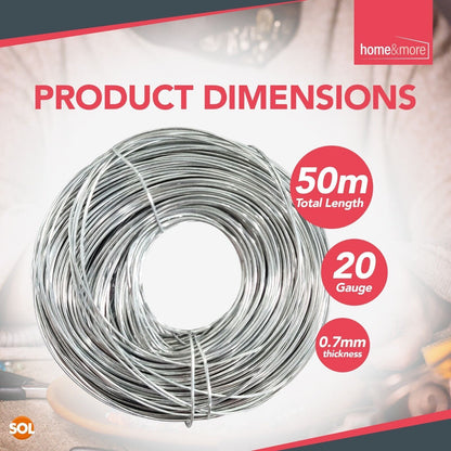 50M Craft Wire 0.7mm 20 Gauge Jewellery Modelling Bendy Silver Aluminium Florist