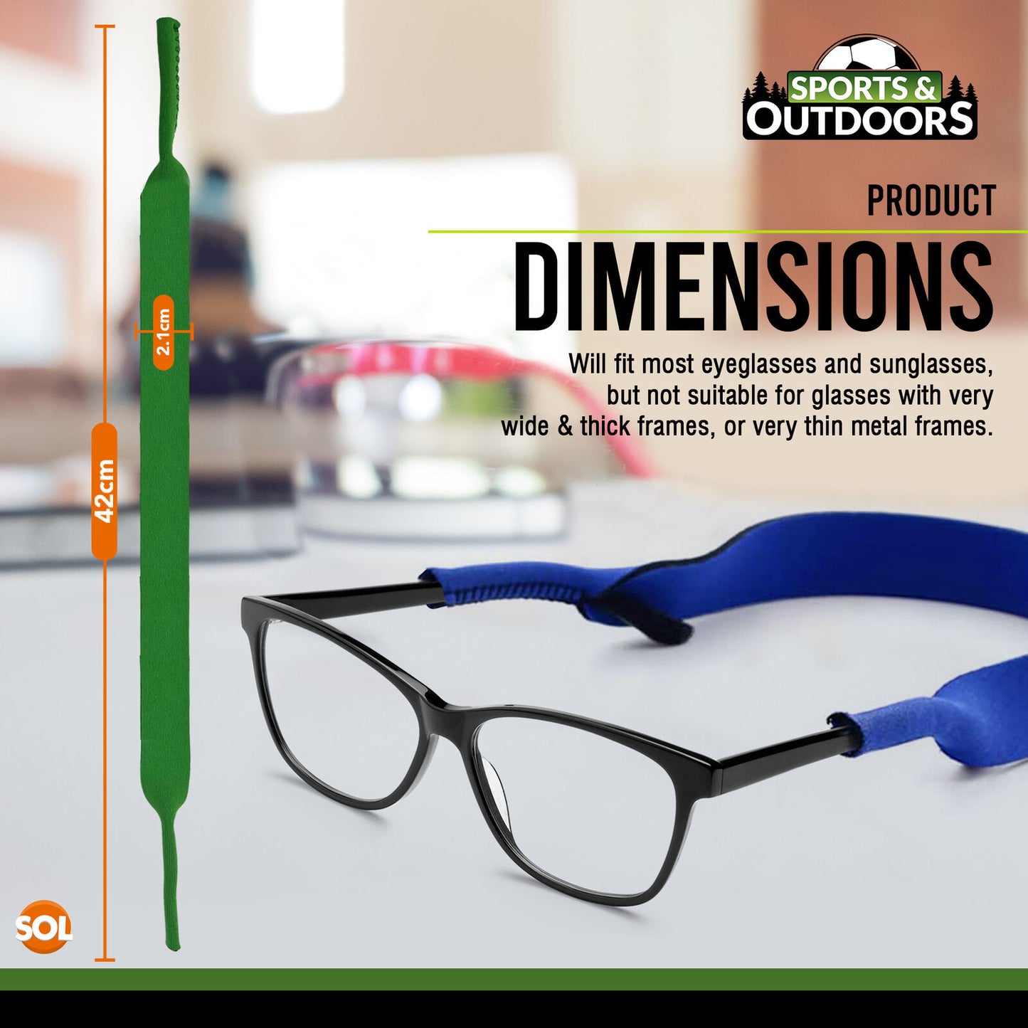 6pk Neoprene Glasses Strap Sport Lanyard Cord Spectacles Sunglasses Neck Holder
