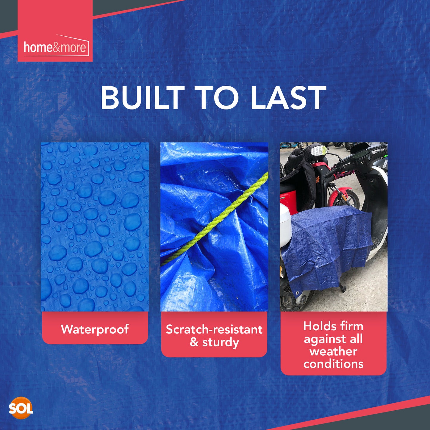 1M Tarpaulin Ground Cover Sheet Heavy Duty Waterproof Blue Tarp Camping Eyelets