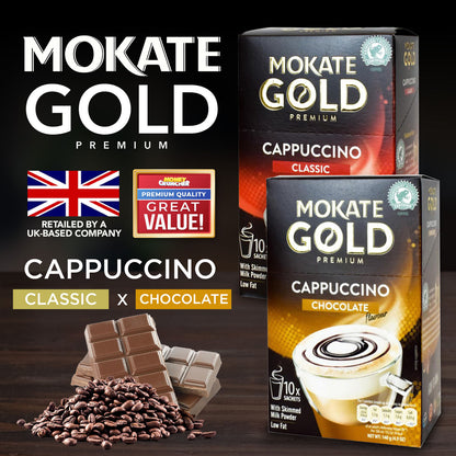60-120 Mokate Gold Cappuccino Coffee Sachets | Classic Chocolate Instant Sticks