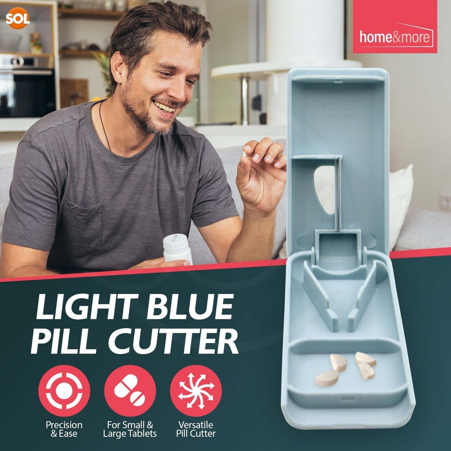 Pill Cutter Splitter For Small Pills All Tablet Half Storage Compartment Box UK