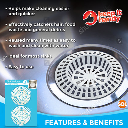 2-4pk Plastic Sink Strainer White Kitchen Bath Basin Drain Waste Hair Plug Hole