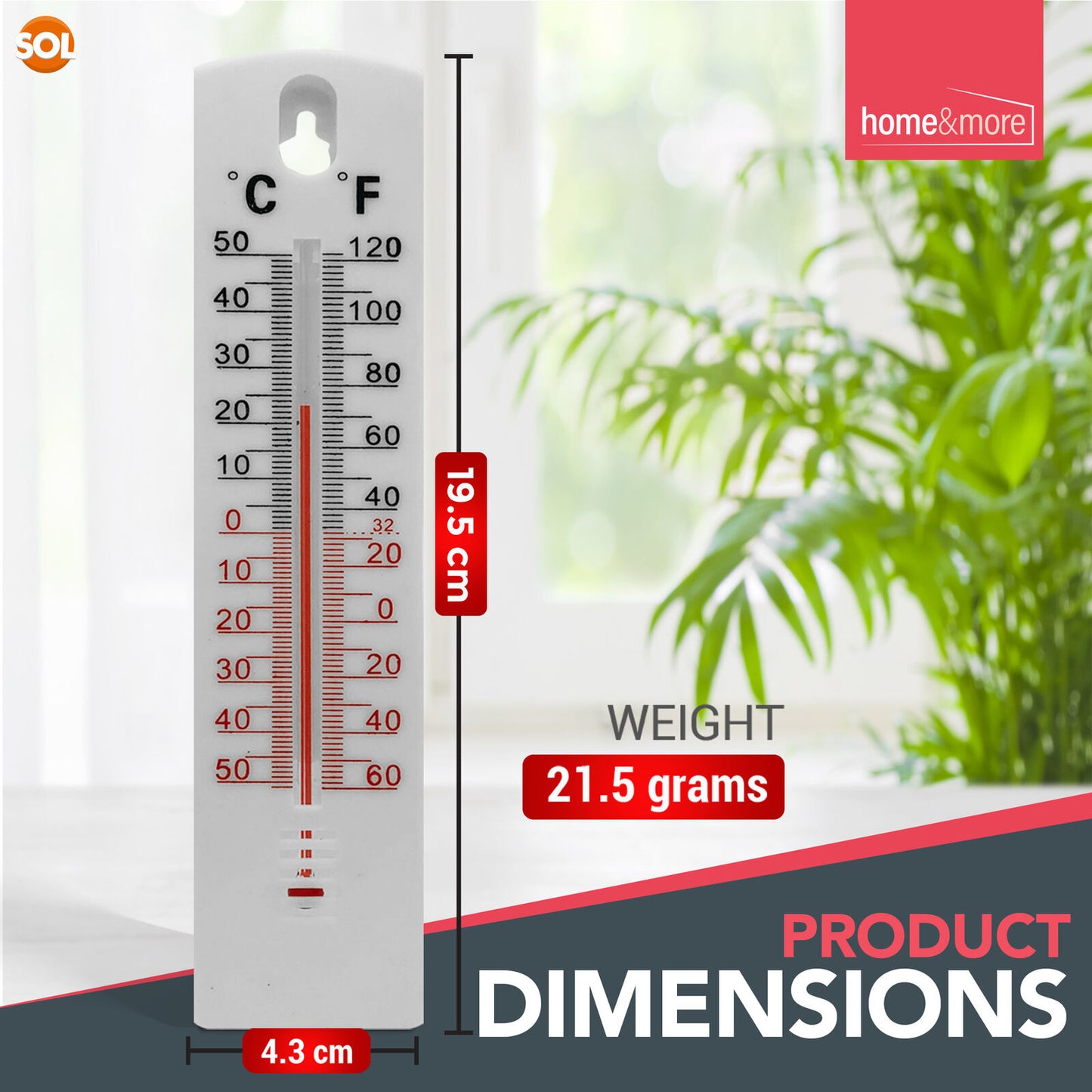 2 WALL THERMOMETER Indoor Outdoor Home Room Office Garden Greenhouse Temperature