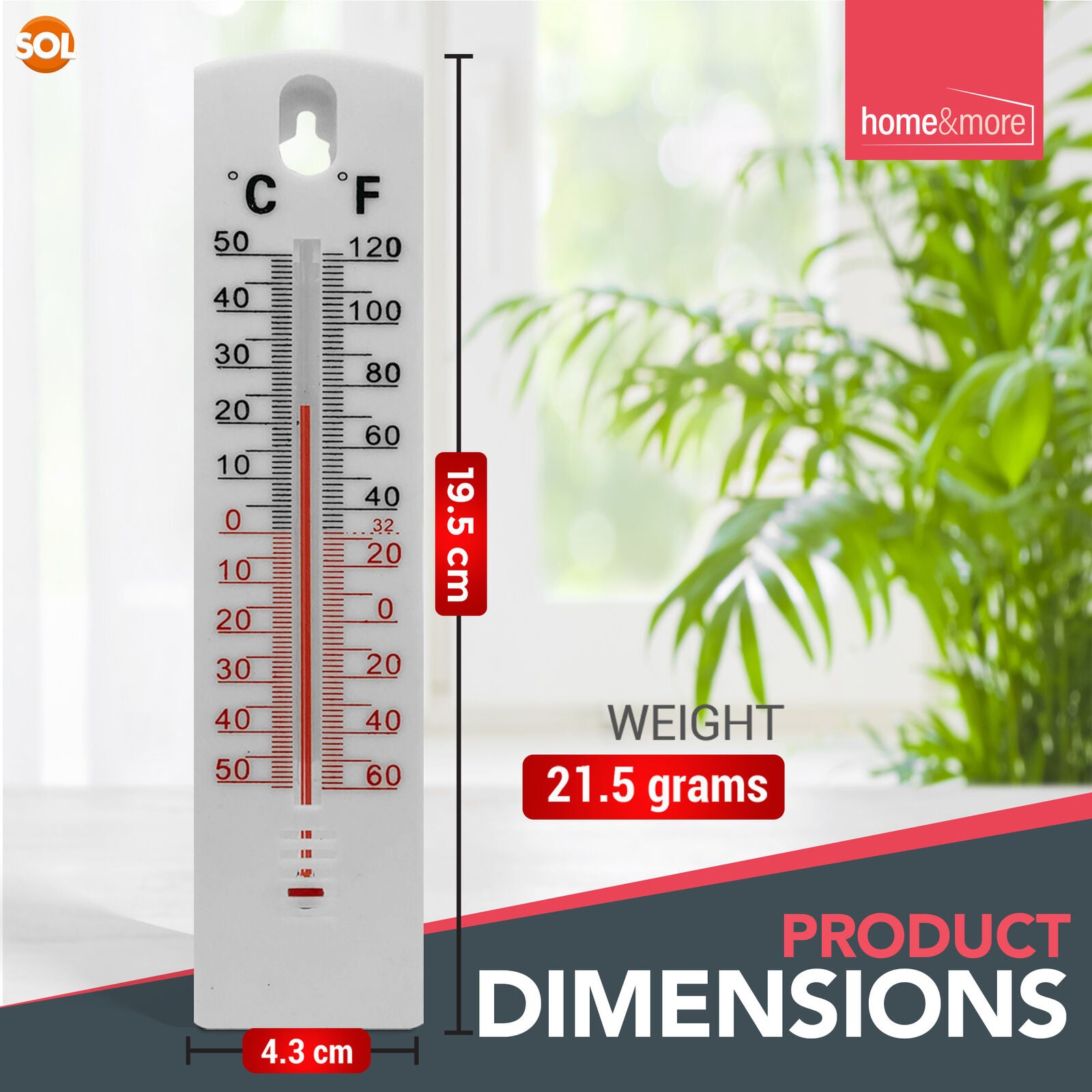 2 WALL THERMOMETER Indoor Outdoor Home Room Office Garden Greenhouse Temperature