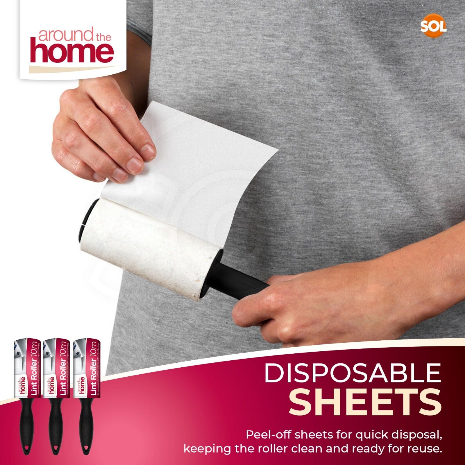 3-6pk x 10m Lint Roller Refills Rolls Pet Hair Clothes Fluff Dust Remover Sticky