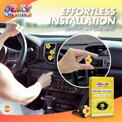 6pk Car Air Freshener Vent Clip on Flowers Fresh Juicy Lemon Scent Auto Freshner