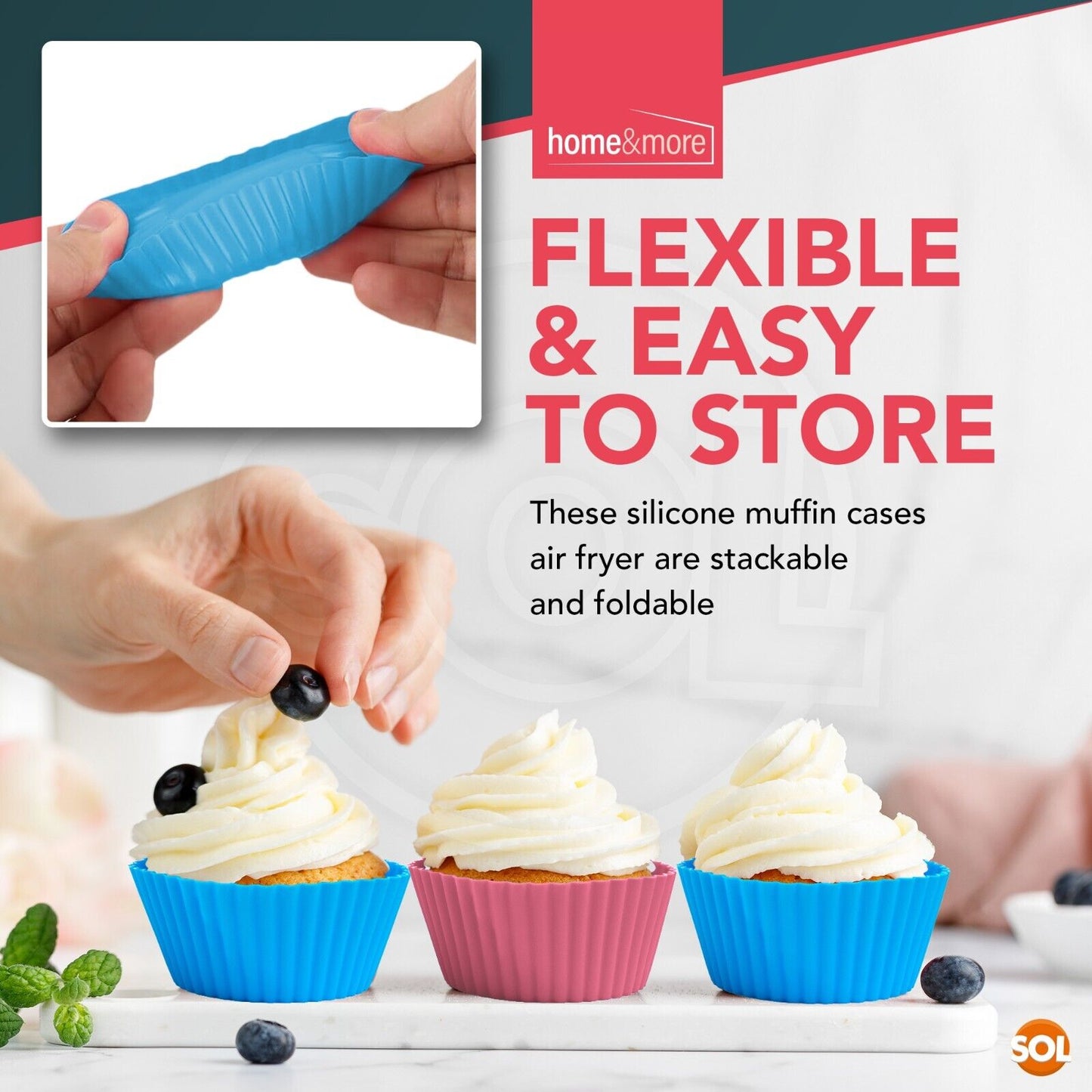 24-48pk Silicone Cupcake Cases Muffin Cup Cake Mould Reusable Non Stick Baking
