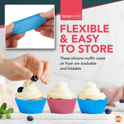 24-48pk Silicone Cupcake Cases Muffin Cup Cake Mould Reusable Non Stick Baking