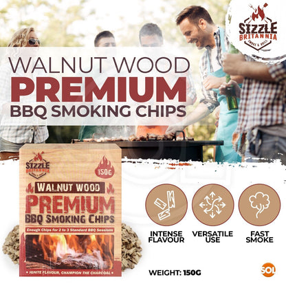 BBQ Smoking Wood Chips For Food 150g Smoker Chunks | Apple Hickory Walnut Cherry