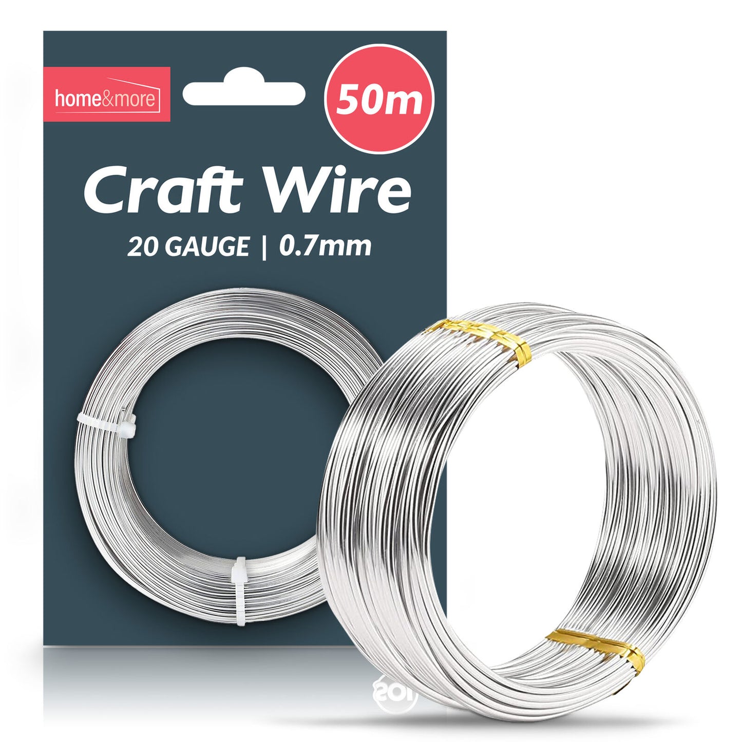 50M Craft Wire 0.7mm 20 Gauge Jewellery Modelling Bendy Silver Aluminium Florist