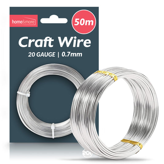 50M Craft Wire 0.7mm 20 Gauge Jewellery Modelling Bendy Silver Aluminium Florist