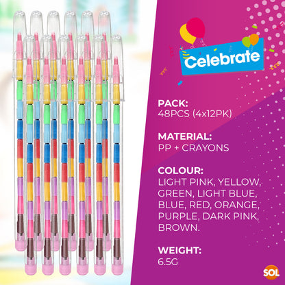 12-48 Swap Point Crayons | Stacker Swop Pencils Childrens Kids Party Bag Fillers