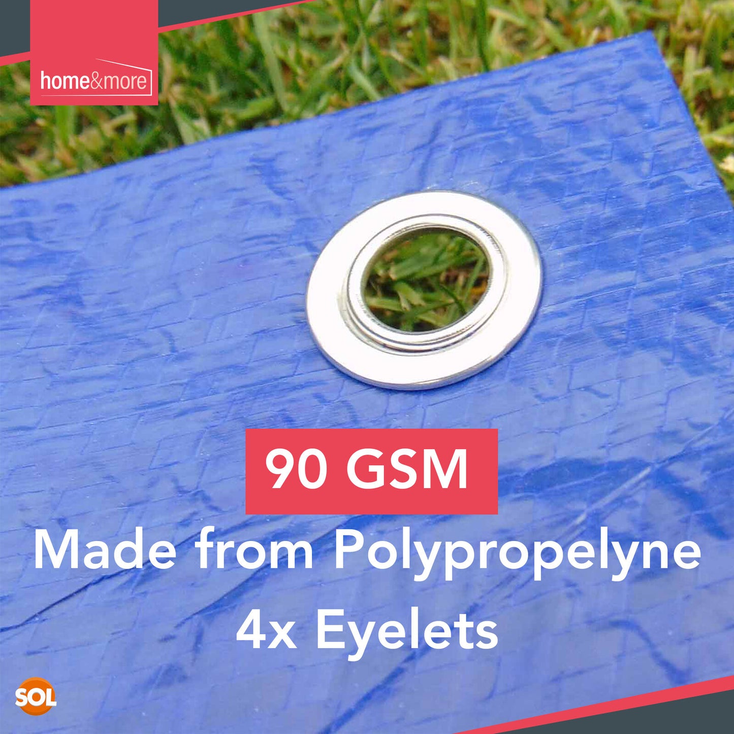 1M Tarpaulin Ground Cover Sheet Heavy Duty Waterproof Blue Tarp Camping Eyelets
